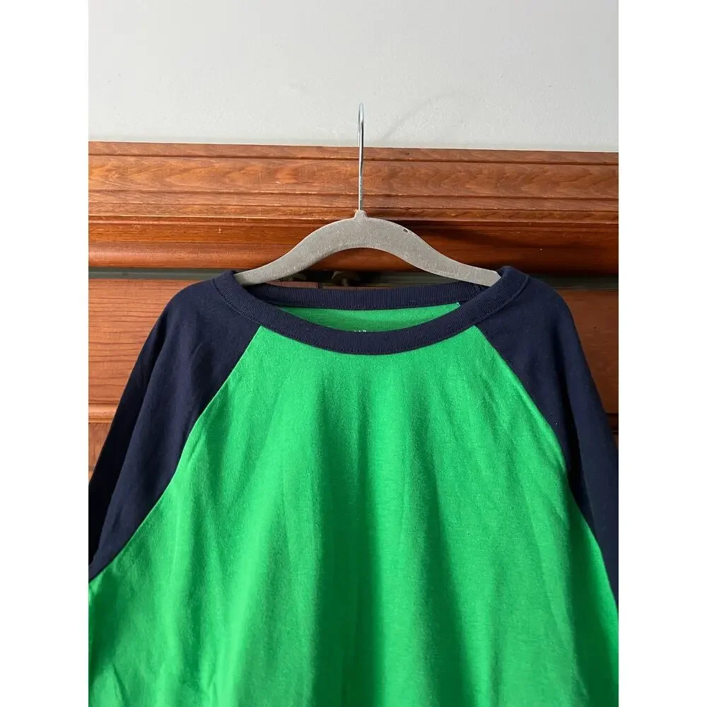 Gap Kids Boys' Color-Blocked Raglan Long-Sleeve T-Shirt Blue/Green Size M 8-9